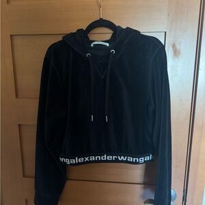 Alexander Wang Black Cropped Hoodie